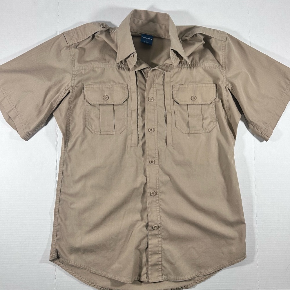 3/$30 SALE Men's Short Sleeve Button-Up Tactical Shirt - Beige
